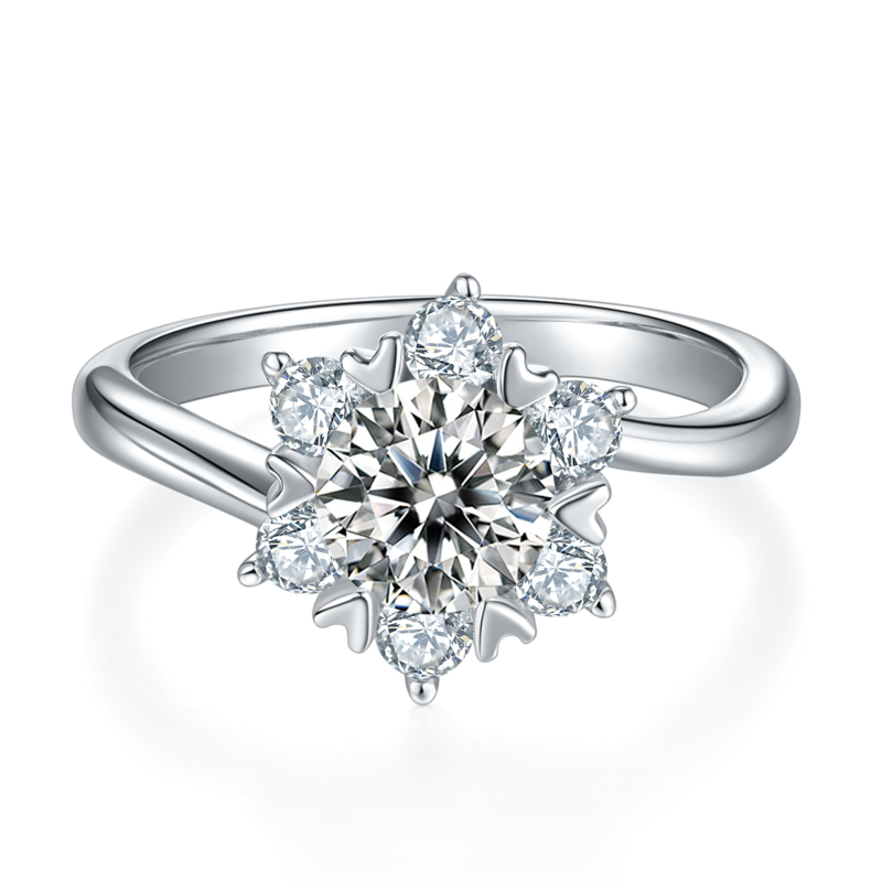 星辰花S925银镀白金MoissaniteWomen's Ring1ctD级